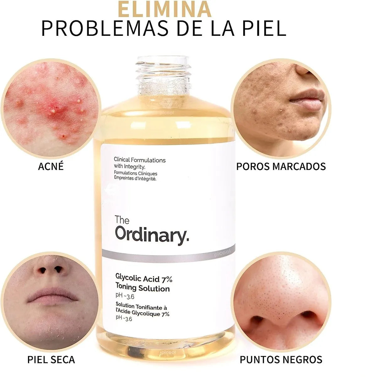 The Ordinary Ácido Glicólico 7% – Exfoliación Profesional contra Arrugas, Acné y Manchas